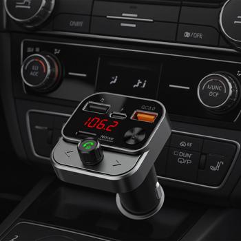 Premium Bluetooth 5.3 FM Transmitter für Auto - Genialer MP3 Player & USB QC 3.0 Ladeadapter - Kristallklare Freisprecheinrichtung mit Bass-Boost