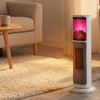 Preview: Keramik Heizlüfter 2000W mit Kamin Optik: Elektro Turm Heizer mit 8h Timer, Oszillation, Fernbedienung, ideal für Wohnzimmer & Büro - Sicher & Sparsam