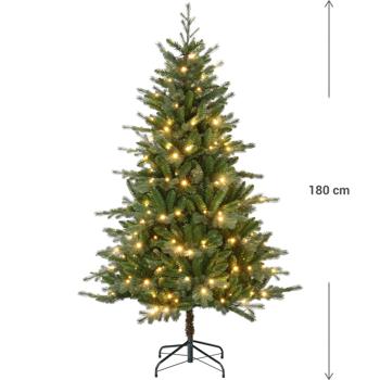 Preview: Premium LED Weihnachtsbaum, Kunstbaum 180 cm voluminös dicht beleuchtet - Christbaum mit 210 Lichtern, klappbar, festliche Deko für Innenbereich