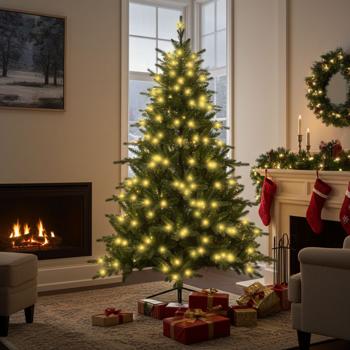 Preview: Premium LED Weihnachtsbaum, Kunstbaum 210 cm voluminös dicht beleuchtet - Christbaum mit 290 Lichtern, klappbar, festliche Deko für Innenbereich