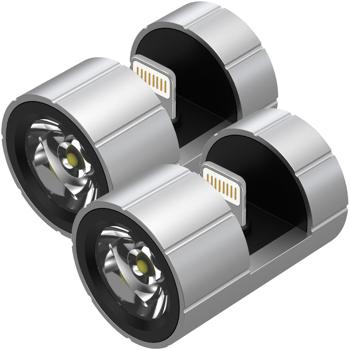 Preview: 2er-Set Kompakte Smartphone-Ansteck-Taschenlampe, Lightning, 280 lm: Helles LED-Natel-Licht für unterwegs, Outdoor, Notfälle & Alltag