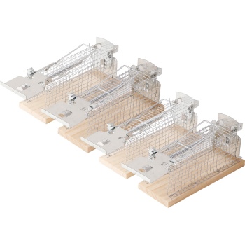Preview: 4er-Set Maus-Käfigfalle - Wiederverwendbare Lebendfalle für innen und aussen - Effektive Mausefalle mit sicherem Schliessmechanismus