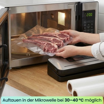 Preview: Vakuumierfolien Rollen 28x300cm Profi-Set – 4 Rollen Vakuumierschläuche für länger haltbare & frische Lebensmittel - Schutz vor Gefrierbrand