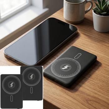 2er-Set Powerbank MagSafe 5000 mAh – 15W Kabelloses Laden und 20W USB-C Anschluss, kompakter Akku mit LED-Anzeige für iPhone 15/14/13/12