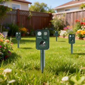 4er-Set Ultraschall Tiervertreiber mit PIR-Sensor & LED Blitzlicht - 13,5-45,5 Hz, Zuverlässiger Solar-Tierschreck gegen Marder, Hunde und Katzen, Vögel