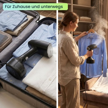 Preview: Hand-Dampfglätter mit 1900W, 300ml Wassertank, 30g/Min Dampf, 3 Stufen, inklusive 2 Aufsätzen & Handschuh, Dampfbürste