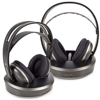 Preview: 2er-Set Kabelloser Funk Stereo Fernsehkopfhörer, 100 m Reichweite, TV-Headphones mit Ladestation, Verstellbarer Kopfbügel, gepolsterte Ohrmuscheln