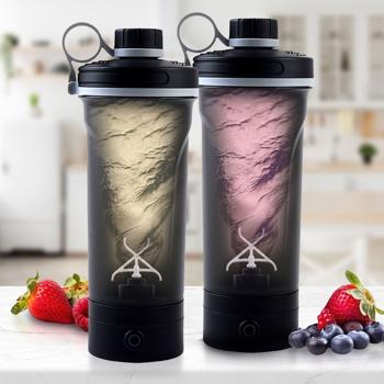 2er-Set Leistungsstarker Akku-Shaker für Proteinshakes & Smoothies - Tragbar, elektrisch, USB-C aufladbar, klumpenfrei mixen - Ideal für Sport und Fitness 