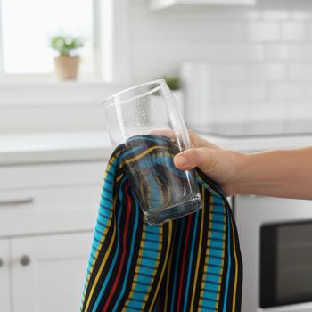 Preview: 20er-Set Grubentuch 100% Baumwolle: Saugstarkes Geschirrtuch & Mehrzwecktuch, türkis-schwarz - Robustes Trockentuch für Haushalt & Gastronomie