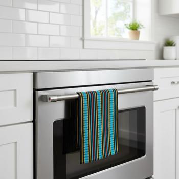 Preview: 20er-Set Grubentuch 100% Baumwolle: Saugstarkes Geschirrtuch & Mehrzwecktuch, türkis-schwarz - Robustes Trockentuch für Haushalt & Gastronomie