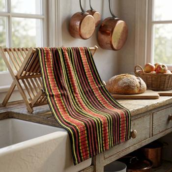 Grubentuch 100% Baumwolle: Saugstarkes Geschirrtuch & Mehrzwecktuch, rot-schwarz - Robustes Trockentuch für Haushalt & Gastronomie