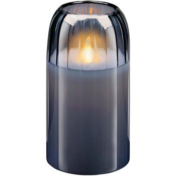 Preview: LED Kerze Grau 7,5 x 15 cm: Bewegliche Flamme, warmweisses Licht, flackernd - hochwertige Deko Kerze, gemütliche LED-Beleuchtung, modern & sicher