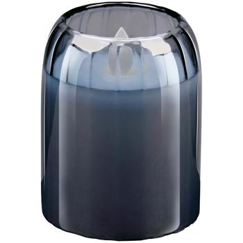 Preview: LED Kerze Grau 7,5 x 10 cm: Bewegliche Flamme, warmweisses Licht, flackernd - hochwertige Deko Kerze, gemütliche LED-Beleuchtung, modern & sicher