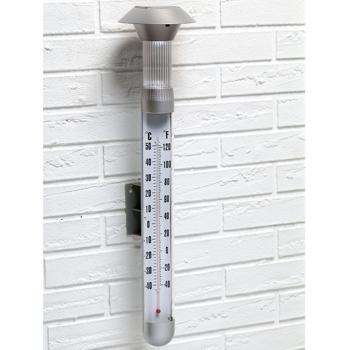 Preview: Solar 2-in-1 Thermometer & Leuchte 6-8h Kaltweiss - Dekoratives Erdspiess & Wand-Licht für Terrasse, Balkon & Garten – Beleuchtung & Temperaturanzeige