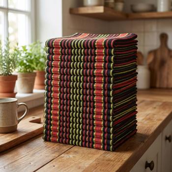 20er-Set Grubentuch 100% Baumwolle: Saugstarkes Geschirrtuch & Mehrzwecktuch, rot-schwarz - Robustes Trockentuch für Haushalt & Gastronomie