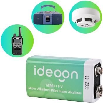 Hochwertige 9V-Block Batterie - 6LR61 Alkaline 9 Volt - Zuverlässige Energiequelle für Rauchmelder, Messgeräte und Spielzeug