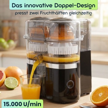 Preview: Kabelloser Akku Doppel-Entsafter 120W: Mobile USB-C Saftpresse & Zitruspresse | Effizient & Kompakt für frische Säfte & Smoothies To Go