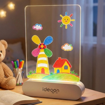 Kreative LED Acryl Maltafel für Kinder: Kabellose DIY Lampe mit Akku & 7 Buntstifte – Das perfekte Leucht-Geschenk für kleine Künstler 22x15cm