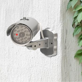 Preview: 4er Set Überwachungskamera Attrappe mit Bewegungssensor und rotem Blinklicht, Batteriebetrieb, Sicherheits-Dummy Kamera in realistischem Design