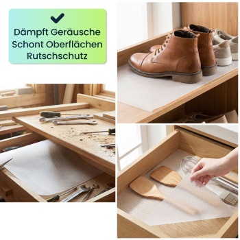 Preview: 4er Set Antirutschmatte Schublade 50x150cm – Vielseitige Einlegematten für Kühlschrank, Wohnmobil & Küche – Zuschneidbar, BPA-frei, Rutschstopp