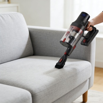 Preview: Zyklon Akku Staubsauger 27 kPa, 430W kabelloser Handstaubsauger mit HEPA Filter, LED Beleuchtung, Teleskoprohr und 4 Saugstufen, 0,7L Staubbehälter