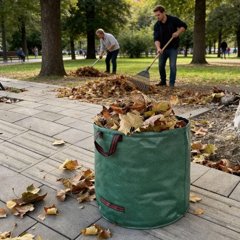 Preview: XL Garten Abfallsack, 272  Liter, Ø 67 x 76 cm - stabile Grünschnittsäcke mit Doppelboden, faltbar, ideal für Grünschnitt, 150gsm Polypropylen