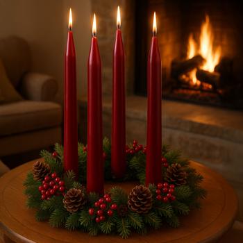 Preview: Spitzkerzen 20er Set Bordeaux – Stilvolle Tafelkerzen – Hohe Qualität, lange Brenndauer für festliche Anlässe, Adventskranz & Deko