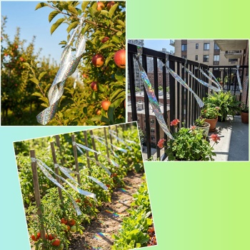 Preview: Vogelschutzband Reflektierend 45m x 5cm - Effektive Vogelabwehr durch Lichtreflexion und Bewegung - Chemiefreie Abwehrstreifen für Garten und Balkon