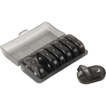 Preview: 2er Set Medikamentenbox 7 Tage - Pillendose 7 Tage 2 Fächer Morgens Abends - Tablettenbox für eine Woche - Wochendosierer Medikamente - LFGB geprüft