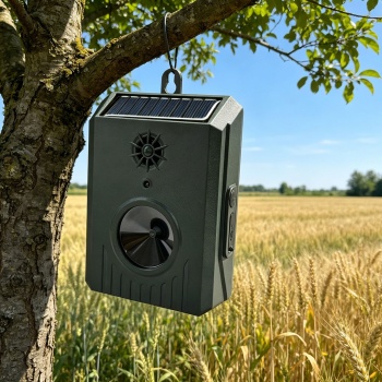 Preview: 2er-Set Solar Ultraschall Vogelvertreiber, Mobile Taubenabwehr, IP54 wasserdicht, Intervall-Schaltung gegen Gewöhnung, 8-35 kHz Taubenschreck Set