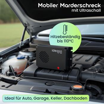 Preview: 2er-Set Praktische Mobile Marderabwehr mit Ultraschall, batteriebetrieben: Effektive Tierabwehr für KFZ - Ideal für Motorraum, Haus, Garage & Schuppen