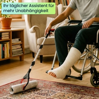 Preview: 2er-Set Faltbare Greifzange 92cm aus leichtem Aluminium mit starker Magnetspitze & Antirutsch-Griff – Für Senioren, fürs Bücken, Aufheben, den Garten & mehr