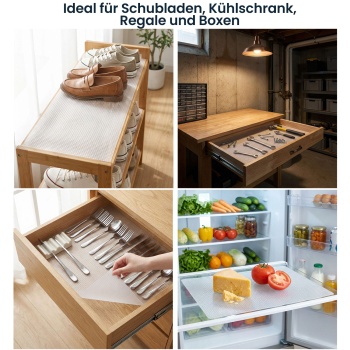 Preview: 8er Set Antirutschmatte Schublade 50x150cm – Vielseitige Einlegematten für Kühlschrank, Wohnmobil & Küche – Zuschneidbar, BPA-frei, Rutschstopp