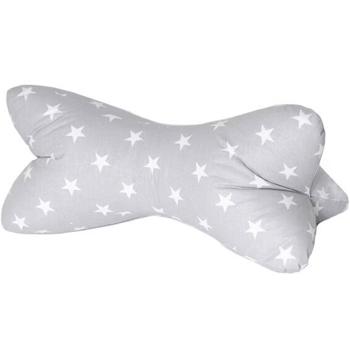 Bequemes Kissen Leseknochen mit Sternen 40x18cm, Grau – Nackenkissen & ergonomisches Reisekissen für Auto, Zug, Flugzeug, Haus – 100% Baumwolle
