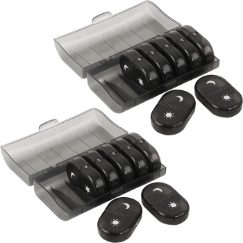 Preview: 2er Set Medikamentenbox 7 Tage - Pillendose 7 Tage 2 Fächer Morgens Abends - Tablettenbox für eine Woche - Wochendosierer Medikamente - LFGB geprüft