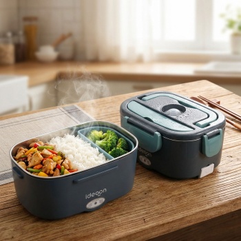 2er-Set Elektrische Lunchbox 60W – 1,5L Edelstahl Speisenwärmer (12V/24V) & Steckdose – Inkl. Isoliertasche, Edelstahl-Besteck & 375ml Zusatzdose