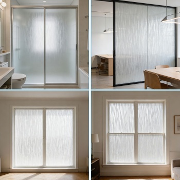 Preview: 2er-Set 3D Sichtschutzfolie Wellendesign für Fenster 45x200 cm - Statisch haftende Blickschutzfolie mit UV-Schutz  - Wiederverwendbare Dekofolie