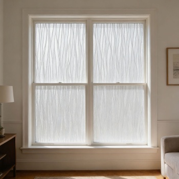 Preview: 2er-Set 3D Sichtschutzfolie Wellendesign für Fenster 45x200 cm - Statisch haftende Blickschutzfolie mit UV-Schutz  - Wiederverwendbare Dekofolie