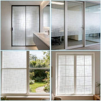 Preview: 3D Sichtschutzfolie Kreuzdesign für Fenster 45x200 cm - Statisch haftende Blickschutzfolie mit UV-Schutz  - Wiederverwendbare Dekofolie