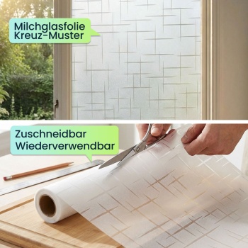 Preview: 3D Sichtschutzfolie Kreuzdesign für Fenster 45x200 cm - Statisch haftende Blickschutzfolie mit UV-Schutz  - Wiederverwendbare Dekofolie