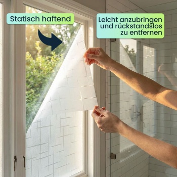Preview: 3D Sichtschutzfolie Kreuzdesign für Fenster 45x200 cm - Statisch haftende Blickschutzfolie mit UV-Schutz  - Wiederverwendbare Dekofolie