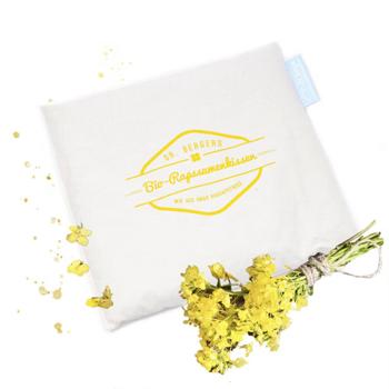 Hochwertiges Bio-Rapssamenkissen 25x25cm: Natürliches Wärme- & Kältekissen für Nacken, Schulter & Rücken; Sanftes Körnerkissen aus Bio-Baumwolle