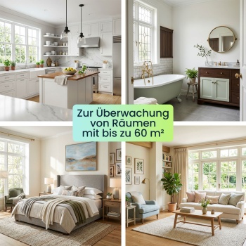 Preview: 4er Set WLAN Rauchmelder mit App-Benachrichtigung – Smart vernetzter Feuermelder nach EN 14604 mit 85dB Alarm & 5 Jahren CR123A Batterielebensdauer