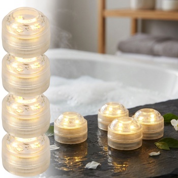 4er-Set LED-Teelichter warmweiss, IP68 wasserdicht für Pool, Badewanne, Dekoschale, Unterwasser-Licht, Garten-Deko - tauchbar & stimmungsvoll