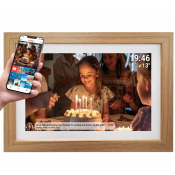 15,6 Zoll Wi-Fi Digitaler Bilderrahmen Hellholz: Frameo App-Steuerung, Full-HD IPS Touchscreen, 16GB Speicher – Erinnerungen teilen jederzeit, überall