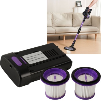 2er-Set HEPA Ersatzfilter & Ersatzakku für Zyklon Staubsauger CH8303, 25,9 V/2000 mAh