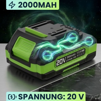 Preview: Leistungsstarker 20V Li-Ion Akku 2000mAh für Laubbläser CH9998 - Ersatzakku für Gartenarbeit, Säuberung, Laub, Schnee & Aufpumpen - Top Qualität