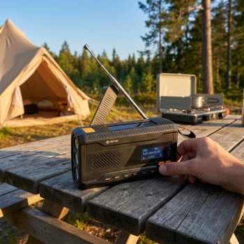 DAB+/FM Solar Kurbelradio mit SOS-Funktion & Warnmeldungen: 2000mAh Powerbank, Taschenlampe, Akku & USB - Ideal für Outdoor, Camping & Vorsorge