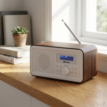 DAB+ & PLL FM-Radio Dunkle Holzoptik, Wecker mit Senderspeicher: Perfekt für Wohn- & Schlafzimmer oder Küche - kristallklarer Empfang, Teleskopantenne