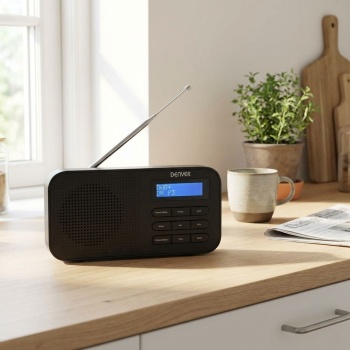 Kompaktes DAB+/FM Digitalradio, Schwarz: Wecker, Kristallklarer Sound, Tragbar & Kompakt - Perfekt für Küche, Wohnzimmer & Schlafzimmer 